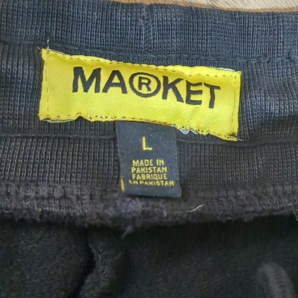 Market Fleece Cotton Shorts Black size Men's Large - Picture 2 of 7